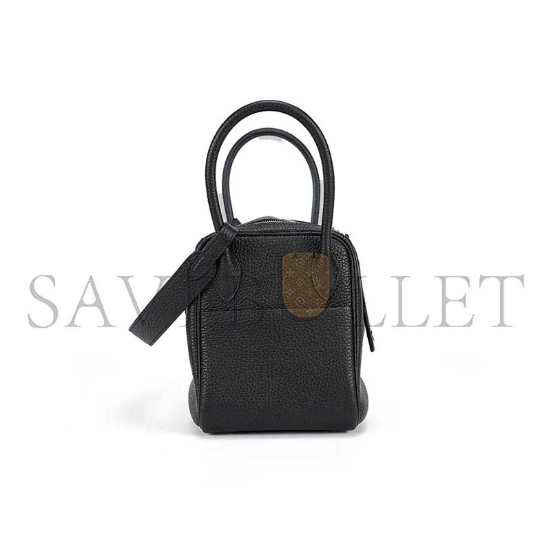H**mes LINDY 26 CLEMENCE LEATHER BLACK TOTE BAG (26*18*12cm)